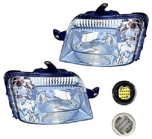 Coppia Fari Fanali Proiettori Anteriori Destro e Sinistro per PANDA 169 dal 2003 al 2009 con attacco spinotto giallo Omologati