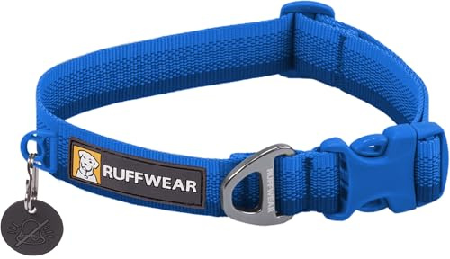 Ruffwear, Front Range Dog Collar, Adjustable Tubelok Webbing, Lightweight, Side Release Buckle, Aluminum V-Ring, Durable for Everyday Use, Blue Pool, 11-14