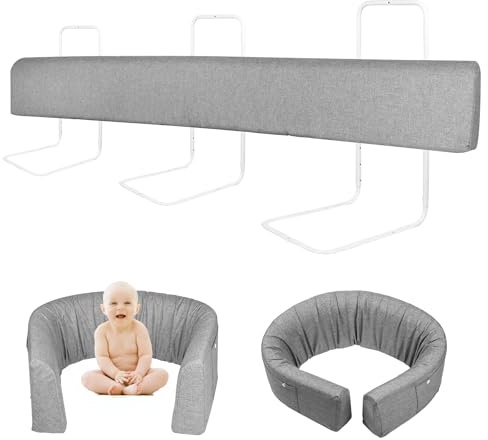 XINZI 200 cm, protezione anti-caduta deformabile, per bambini, 5 fori, regolabile in altezza, set di protezione per i bordi del letto, con federa lavabile, rete per lettino e culla