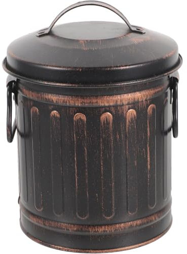 DOITOOL Iron Burn Barrel Metal Incinerator Can Barrel Incinerator Cage with Lid Vintage Debris Burn Incinerator Bin Yard Incinerator Can Incinerator Burn Barrel Incinerator Fire Bin, 13 x 13 x 19cm