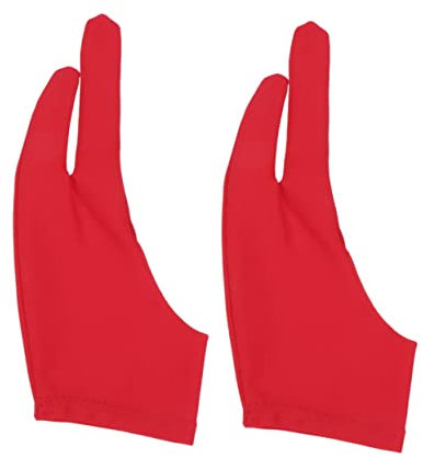 minkissy Artist Two Finger Drawing Gloves 2pcs Size s Red Curved Sketch Glove for Tablet Drawing Anti-Stain Design for Artists