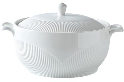 GFHVDC Ceramic Soup Tureen with Lid and Ladle, Ceramic Soup Tureen with Glass Lid Porcelain Serving Tureen Soup for Restaurant Home Kitchen Decoration Cute Ceramic,3000ML