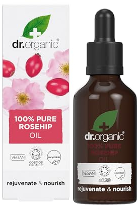 Dr Organic Olio di Rosa Canina, 100% Puro & Naturale, Ricco di Vitamina C, Rigenerante & Nutriente, Olio per il Viso, Aromaterapia, Vegano, Cruelty Free, Senza Parabeni & SLS, 50ml