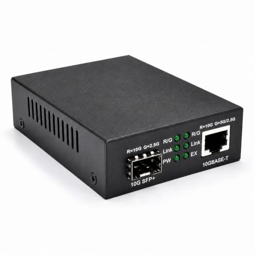 Elfcam® - 10Gb Konverter Fiber Ethernet mit 1x RJ45 10Gb Port auf 1x 10Gb SFP+ Port, 10GbE LWL Medienkonverter Glasfaser