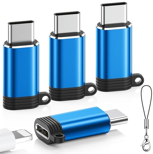 LERTOSEN Not for Audio/OTG Lightning to USB C Adapter 4 Pack | Fast Charging & Data Sync, For iPhone 15/16/17 Pro/Pro Max, Charger Adapter Accessory, Aluminum Alloy, Anti-Lost Design