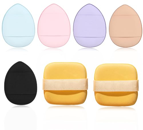 AIYVELU 5 Piezas Dedo Polvo, 2 Piezas Wet & Dry Powder Puff, Mini Powder Puff, Mini Esponja de Maquillaje, Para Cosméticos Corrector Fundación Esponja de Maquillaje Herramienta de Polvo
