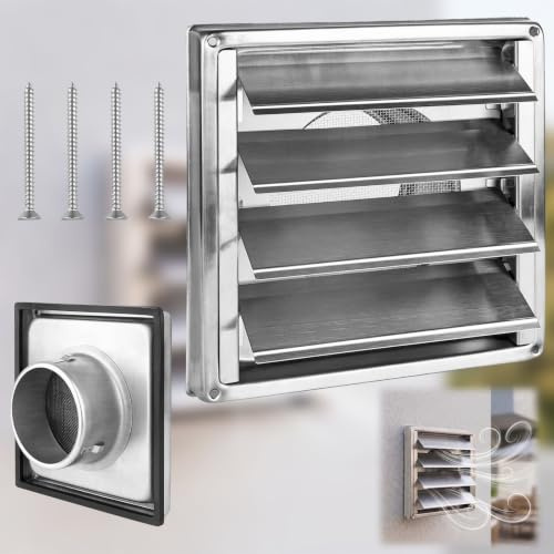 ACONDE Lüftungsgitter Edelstahl 100mm mit Insektenschutz | 1,2 mm Engmaschig gegen Fluginsekten Wetterschutzgitter - Abdeckung Dunstabzug Außen - 184×184 mm