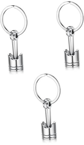 PAMINGONO 3stücke Metallischer Piston Schlüsselanhänger Kreative Auto-deko Langlebiges Für Auto-liebhaber Für Taschen Handys Autoschlüssel Einzigartige Party-geschenkidee Silber