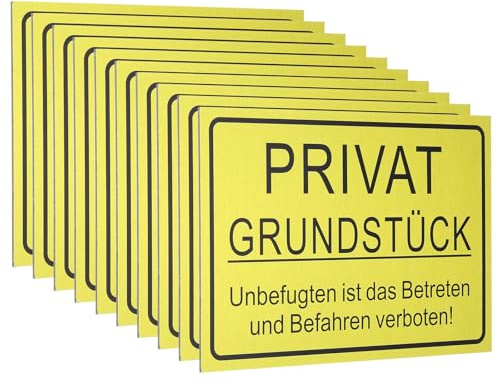 QUARKZMAN 10 Stück Privatgrundstück Schilder 30 x 20 cm Betreten Verboten Schild Aluminium PVC Verbundplatte Warnschild Rostfrei Hinweisschilder für Außenbereich Privatweg Durchgang