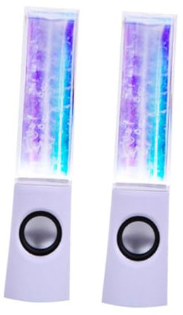 OSALADI Farbenfroher LED Lautsprecher mit Wasserfontäne USB Kleiner Stereo Speaker für Smartphone und Laptop Weiß Springbrunnen Lichtshow