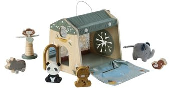 VERTBAUDET Maison d'activités des Animaux Tanzanie en Tissu et Bois FSC® Beige TU
