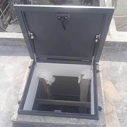 Escotilla de Techo Escaleras del Sótano Tapa de Salida del Tejado Puerta Antirrobo Placa de Cubierta de Trampilla del Tejado para Acceso / Mantenimiento Sótano Pozo Tapa de la Boca de Inspección(95x95