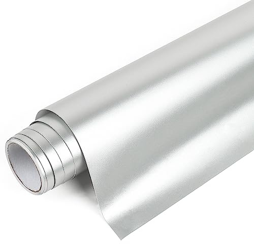 IModeur Matte Metallic Silver Permanent Vinyl Roll - 30.5 x 214 cm Silver Vinyl for Cricut, Self Adhesive Vinyl for Cup, Windows, Birthday Gifts, Party Ornaments, Home Decor