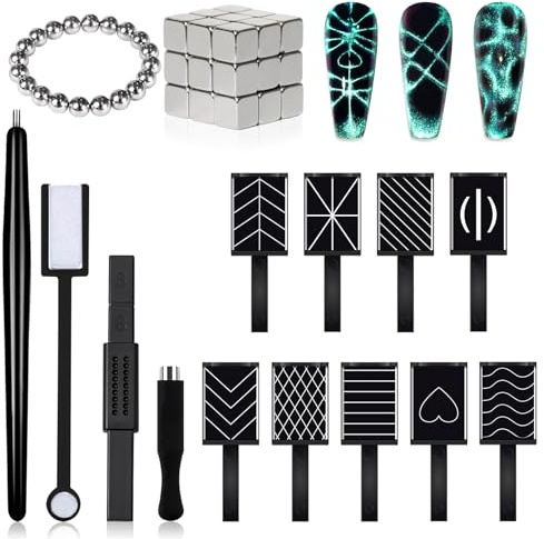 SIUSIO 41Pcs Nagelmagnet Werkzeug Set Cat Eye Gel Nagellack Magnet Wand Magnetischer Nagellack Cat Eye Magnet für Nägel Cat Eye Magnete Sticks Nail Design Tools Nail Art Zubehör