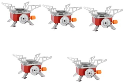 Sosoport 5 Pièces mini poêle extérieur barbecue extérieur rechaud camping batterie de cuisine camping poele camping pot de camping gril brûleur à gaz de camping poêle pliant fonte rouge
