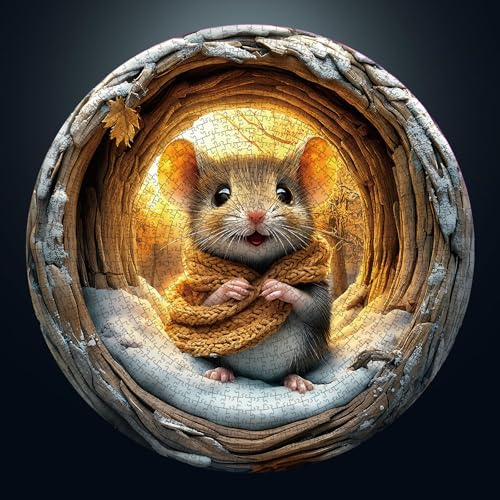CHARMIBLE Jigsaw Puzzles for Adults 1000, 3D Cave Mouse 1000 Piece Puzzles | 67.5x67.5cm Hard Impossible Round Puzzle, Colorful DIY Puzzles for Home Decoration Family Puzzle Perfect for Easter Birthday