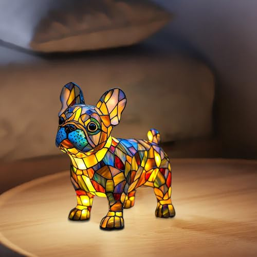 Opdestn LED Lampe, Katzenlampe, Nachtlicht Katze und Hund, LED Katzenlampe, Handgefertigte Harz Nachttischlampe, Art Night Light, Wohndeko für Hundeliebhaber & Tierische Schlafzimmerbeleuchtung
