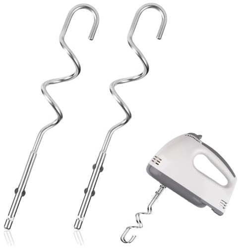 2 Stück Knethaken für Handmixer Edelstahl-Knethaken Brothaken Mixer Handmixer Aufsätze Ersatz-Knethaken Handmixer für Effektives Rühren und Backen