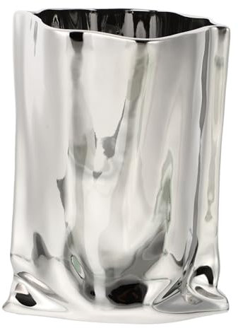 Cabilock Jarrón de Arte jarrón Monedero decoración florero Bolsa conformado Interior jarrón de Escritorio Creativo contenedor de Flores en Forma de Bolsa Bolso florero cerámica Plata