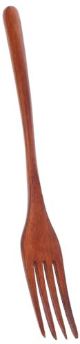 Amosfun Fourchette Bois Longue pour Salade Ustensile de Cuisine pour Servir Mélanger les Salades Fabriquée à Main Réutilisable