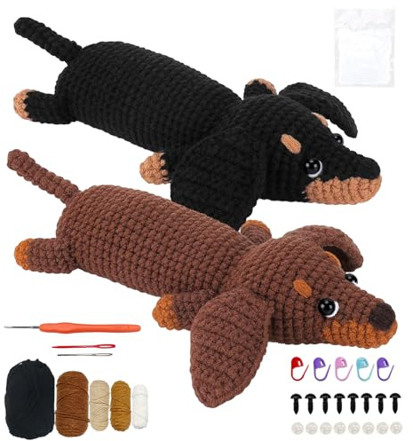 Fractoluxe HäKel Set AnfäNger,Häkelset Hundemotiv,Geeignet für Häkelset Kinder,Strickset für Erwachsene, DIY Häkelnadel,Crochet Set Inklusive Video Tutorial, Anleitung und Materialien