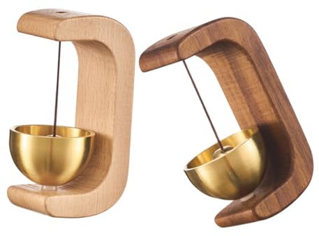 HEALLILY Campanello Magnetico in Ottone e Legno da 2 Pezzi Decorativo Minimalista per Ingresso e Giardino