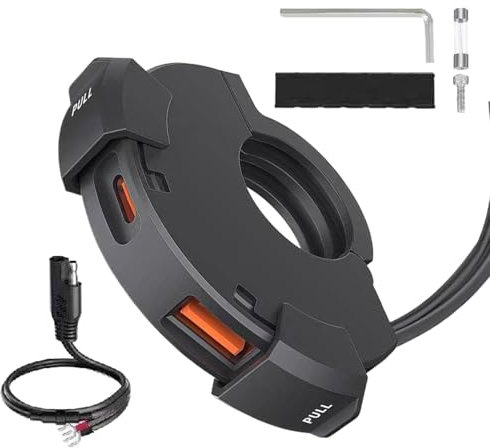 Yulokdwi Cargador De Teléfono para Moto | Cargadores para Cámaras Digitales,Toma Doble USB Impermeable PD30W para Teléfono GPS En Manillar De Bicicleta Y Motocicleta