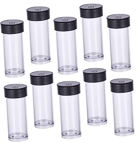 HOMSFOU Bouteilles De Rangement Transparentes En Plastique Pour Perles Lot De 40 2.5x5.5cm Couvercle Noir Récipients Cylindriques Matériel De Bricolage Stockage De Voyage