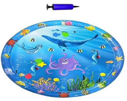 1x Cat Water Bed - Cat Water Play Mat | 100x100cm Inflatable Water Pad for Cats | Inflatable Pet Ice Pad with Pump, Anti-Scratch Non-Slip Tray Scratcher Toy for Kitten Puppy Indoor Outdoor