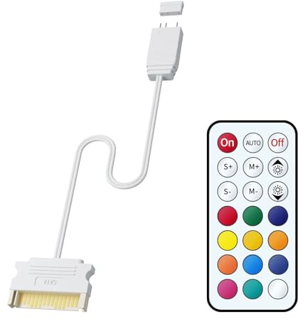 Uqezagpa 5V 3Pin ARGB Controller With 10 Lighting Mode 15Pin Power Compatibles For Computer Case Modding Remote Controlled ARGB Control