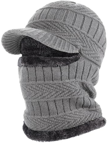 AYPOW Sombrero Tipo Gorro de Invierno con pasamontañas y Calentador de Cuello Flexible, máscara de esquí Unisex cálida a Prueba de Viento para Deportes al Aire Libre