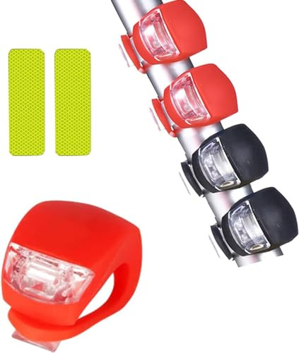 Silicone Luce Bici Anteriore E Posteriore,4 Pezzi Luce Anteriore Della Bicicletta In Silicone,Testa Ruota, Per Passeggino, Impermeabile,Adesivif Riflettenti Per Biciclett