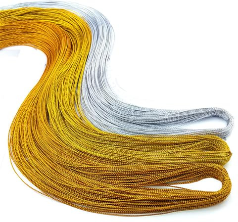 200 Meters Gold Silver Twine String, 1mm Craft Twine Cord for Gift Wrapping, Christmas Baubles, Ornament Hanging, DIY Crafts, Tags, and Decorations