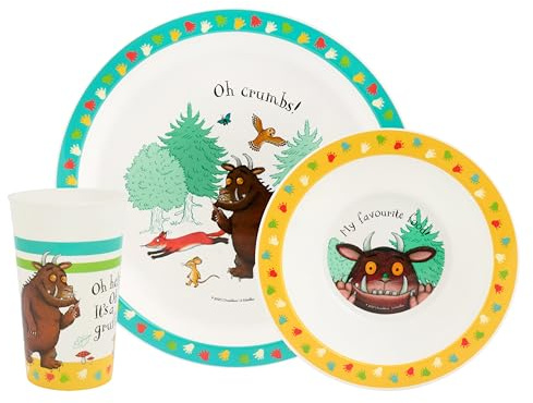 The Gruffalo - 3pc Kids Dinner Set by Polar Gear | Gruffalo Plates, Bowls Sets with Kids Cup | Dishwasher and Microwave Safe Dinnerware Set | Childrens Plates and Bowls Sets 36+ Months