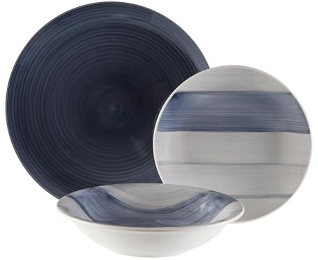 Versa Vajilla 18 Piezas, Estilo Moderno, 3x26,5x26,5 cm, Porcelana, Azul