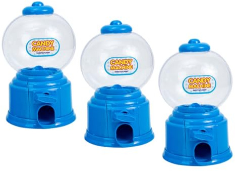 ULDIGI 3pcs Mini Plastic Gumball Dispenser Dual-function Candy Machine and Coin Bank for Stylish Portable Mini Vending Fun Birthday Party Favor for Boys