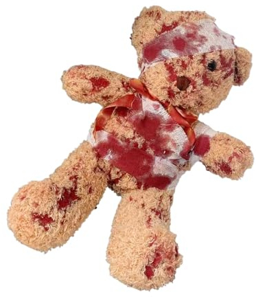 Kfwfuaee Jouet en peluche d'ours blessé gothique avec des cicatrices réalistes Halloween Cosplay Prop Horreur Party Doux PP Coton Halloween Handicapés Ours sanglants Jouet en peluche blessé, taille