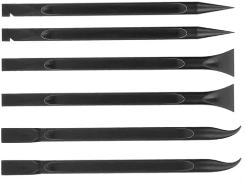 6 Pcs Plastic Scraper Tool Set, Non-Scratch Crevice Cleaning Scraper, Multi-Purpose Pen-Shaped Car Detailing Tool for Stickers, Labels, Kitchen Oil Stains & Tight Spaces (Black)