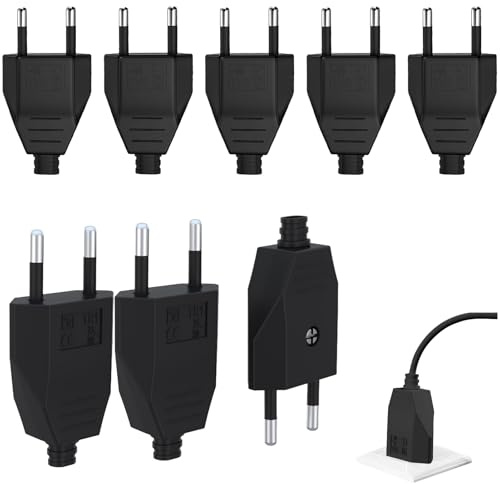 8 Pièces Fiche Male Prise Electrique,Prise Electrique Male 250V 2.5A,Matériau PP,Fiche Electrique Male Plat,D'alimentation Domestique Décorative à Encastrer ou à Remplacer (Noir)