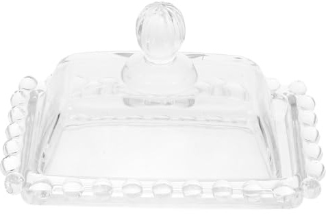 Beurrier avec Couvercle en Verre, Plateau Dessert Élégant 1 Pièce | Boite Beurre Frigo, Assiette à Beurre avec Couvercle, Beurrier Pratique pour Fêtes