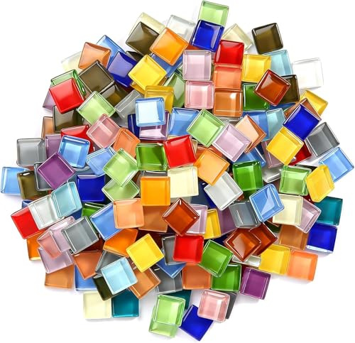 Piastrelle Mosaico Colorato 500 g, 1x1 cm Tessere per Mosaico in Vetro materiale fai da te per bagno, cucina e decorazione della casa tessere per lavori artigianali