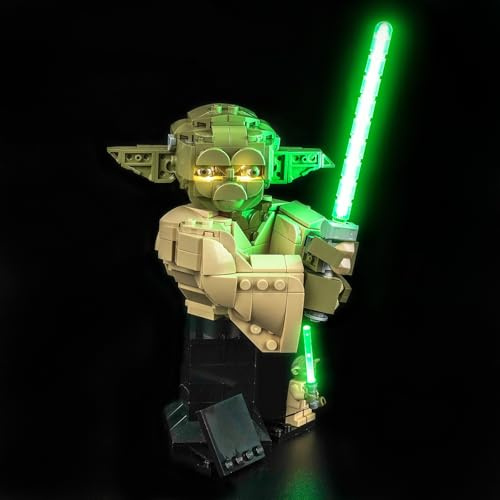 LocoLee Kit di luci compatibile con Lego 75438 Yoda Bust, non modello reale, solo luci, accessori per illuminazione a LED per collezionisti LEGO Yoda