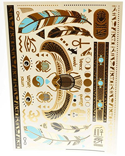Iamu Collective Temporary Flash Tattoos Metallic Waterproof Mayan Egyptian Pia Tigerlily Henna Wanderlife Native Wrist Ankle (Egypt)