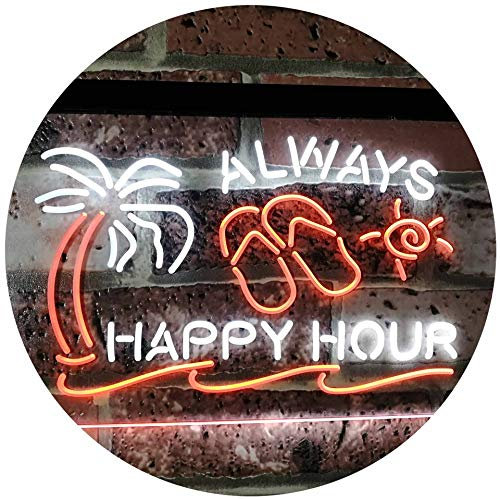 ADVPRO Happy Hour Relax Island Home Bar Décor Dual Color LED Barlicht Neonlicht Lichtwerbung Neon Sign Weiß & Orange 300 x 210mm st6s32-i2530-wo