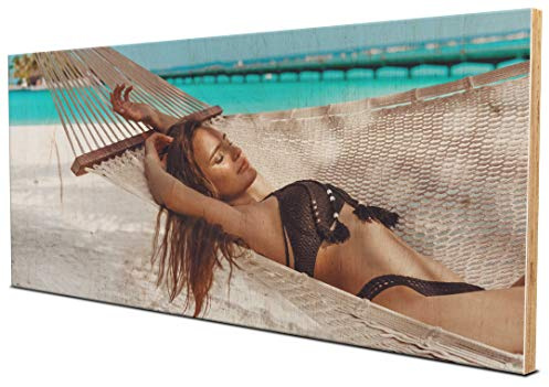 wandmotiv24 Holz-Wandbild - Foto auf Holzplatte mit Online-Vorschau - personalisierte Wanddeko - Holzbild mit Wunschmotiv - Fotogeschenk - 100x50 cm