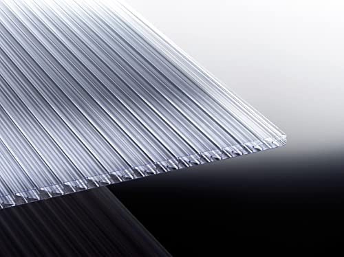 Acrylshop24 Stegplatte aus Polycarbonat mit X-Struktur |klar| Doppelstegplatte| 16mm stark | Steg 3 Fach | 16/20/3 1200mm x 4000mm