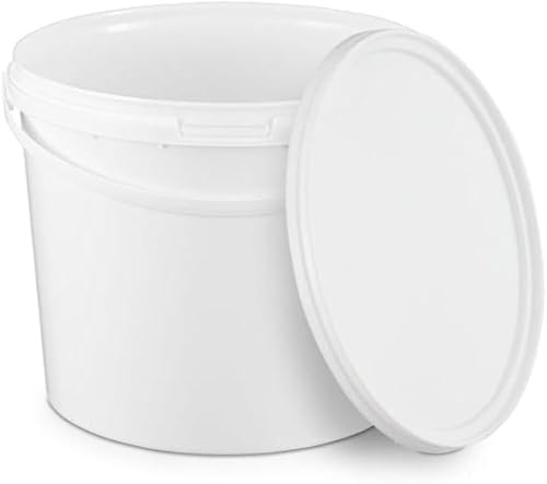 BenBow Eimer mit Deckel 5l weiß 5X 5l - lebensmittelecht, stabil, luftdicht, auslaufsicher, geruchsneutral - Plastikeimer mit Henkel - leer