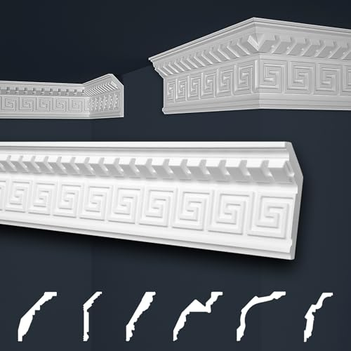 Marbet Deckenleisten weiß Sparpaket aus Styropor EPS - Stuckleisten gemustert, im traditionellen Design - (20 Meter B-25) Styroporleisten Zierprofile Stuck