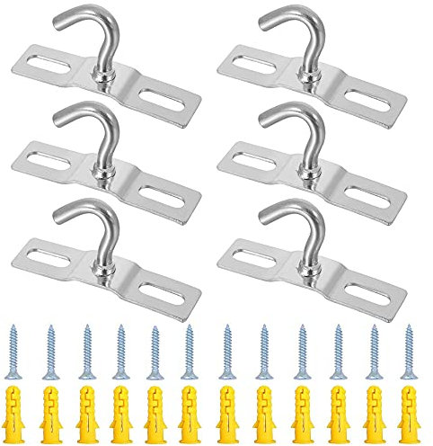 YANJINGHE 6 Pièces Crochet de Plafond, Plaques de Crochet, Plafonnier Plaque de Base, Acier Inoxydable Crochet de Plafond Robuste avec Vis pour Lampe Suspendue, Plante, Panier, Ventilateur (68mm)