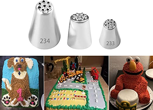 Aibakrs Gras-Spritztüllen für Kuchen, Cupcakes, Kekse, Wüstendekoration, Edelstahl, Mehrfachöffnung, 3 Stück Grasdüsen